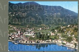 AK color Ponte Tresa TI Flugbild, Lago di Lugano ≈ 1970