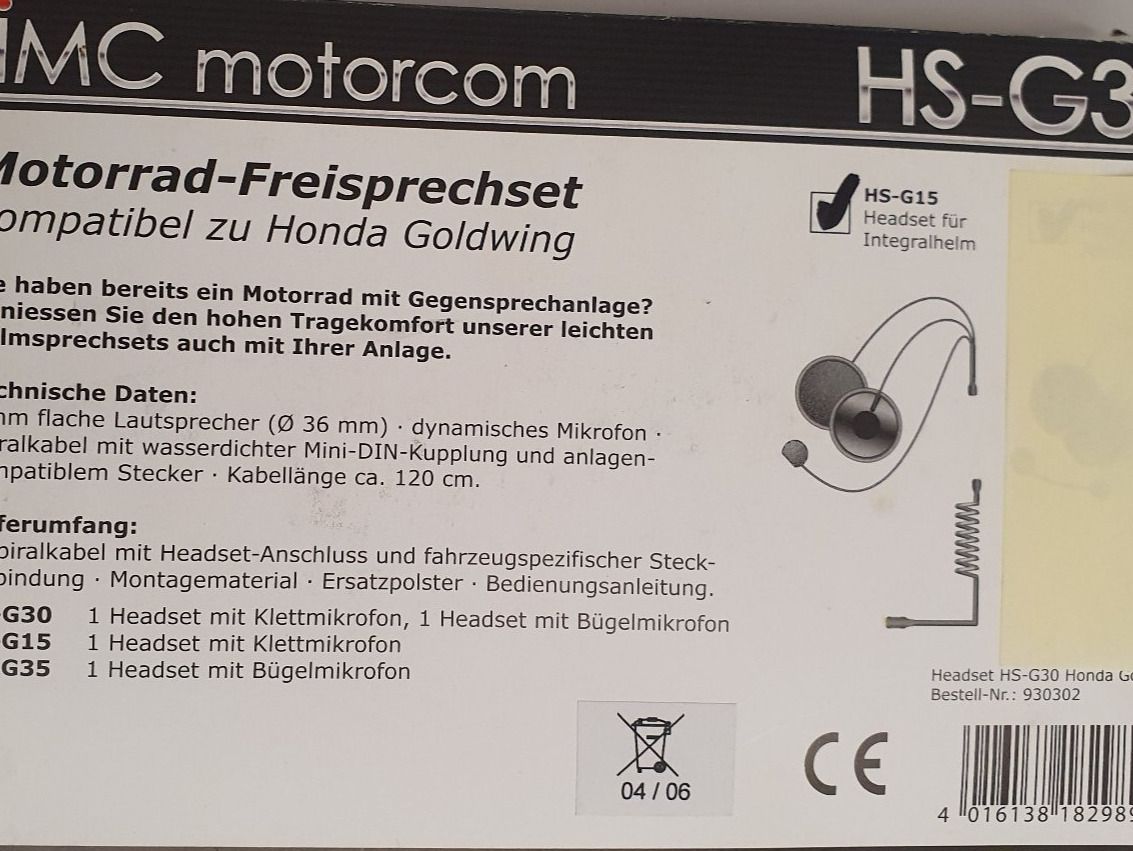 Honda Tutti i ricambio per moto: Honda Goldwing Headset – Nuovo e nell'imballaggio originale da Baar venduto da Haule 2
