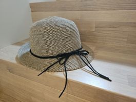 Sonnenhut beige mit Schleife Papier one size