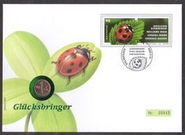 Glücksbrief Marienkäfer mit Einräppler