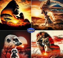 Diamond Painting : 4x Wildtiere - je 20x20cm