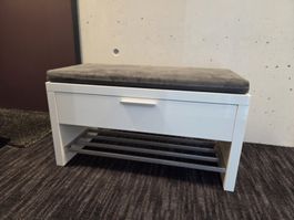 Schuhbank / Garderobenbank mit Schublade in Weiss Hochglanz