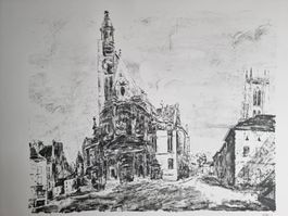 CURT MANZ LITHOGRAPHIE SIGNIERT NUMMER. ST.ETIENNE DU MONT