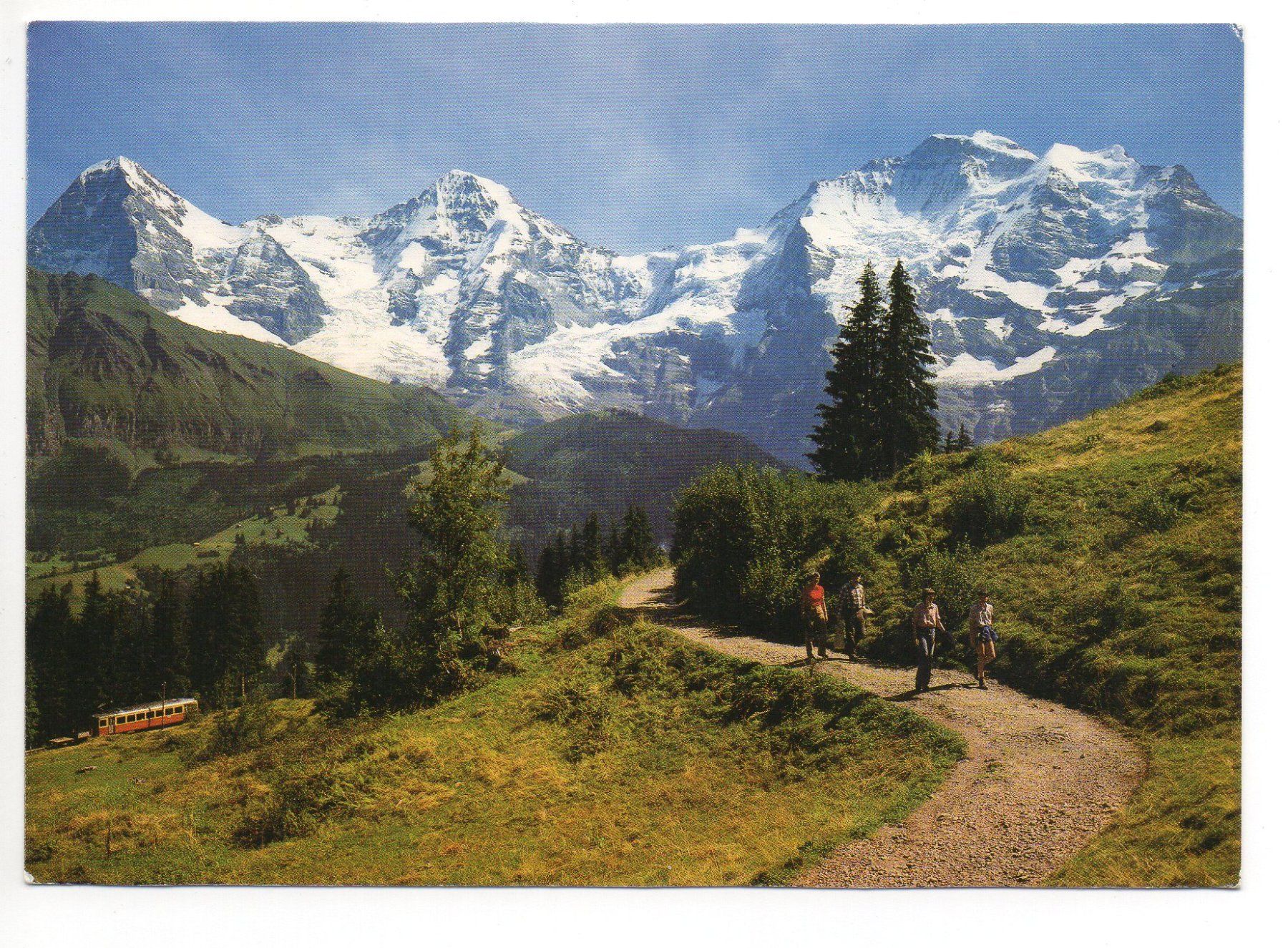 Cartoline postali: GRINDELWALD Jungfraubahn, Wanderer, Eiger, Mönch, Jungfrau – Nuovo (secondo la descrizione) da Jona venduto da philajona