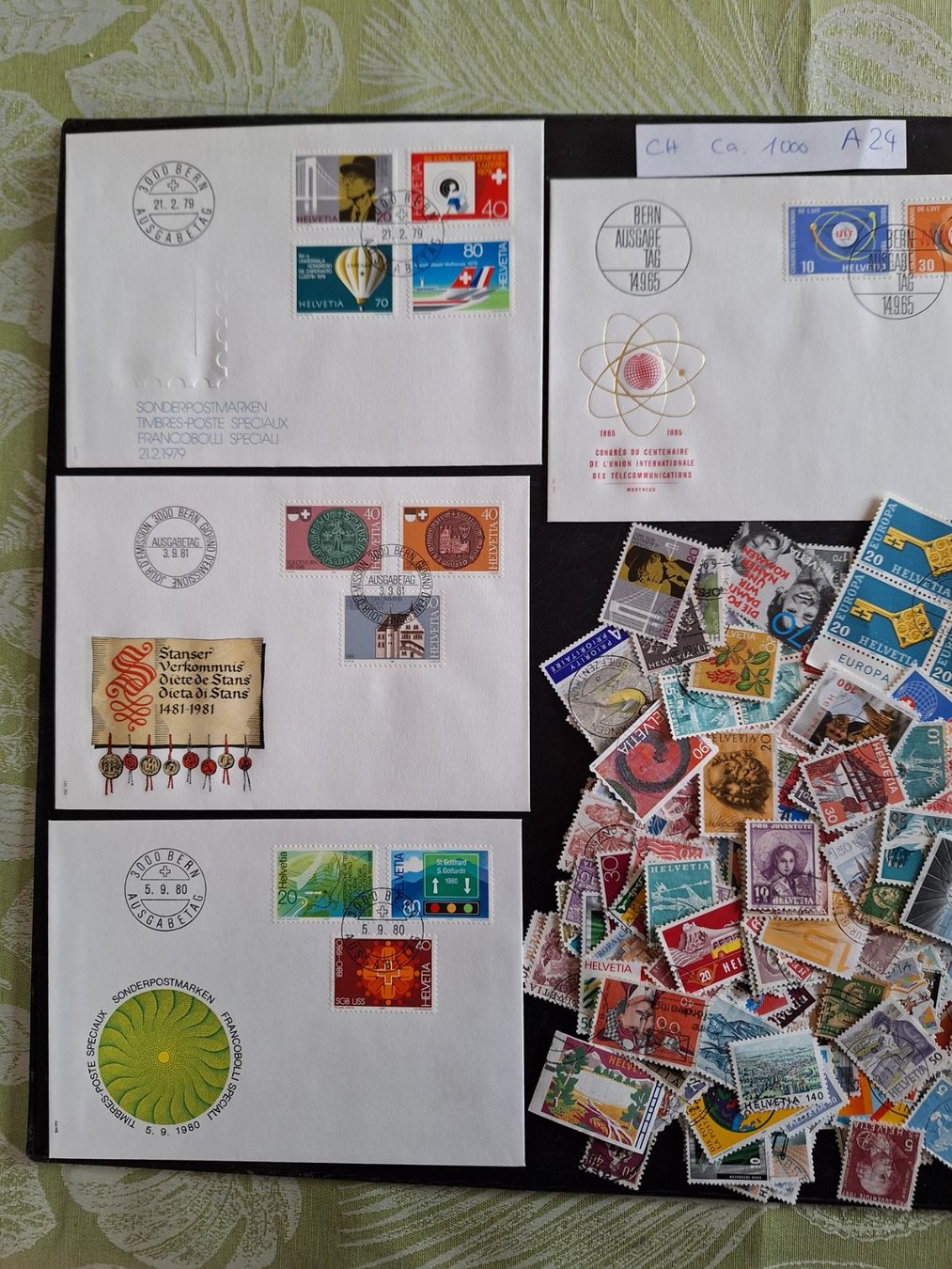 Alle Briefmarken: CH- ca. 1000 und 4 Briefe dazu (A24) – Gebraucht aus Genolier von Antoine30 1