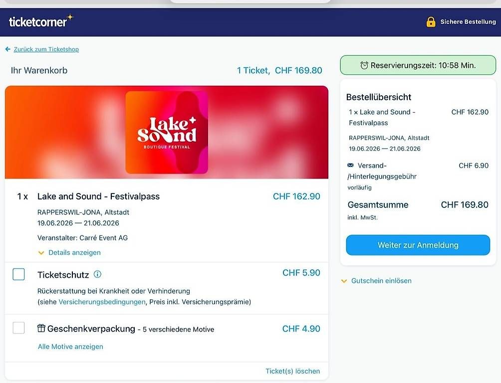 Biglietti: Ticket 3-Tagespass LakeAndSound Rapperswil  – Usato da Rapperswil SG venduto da sox 4