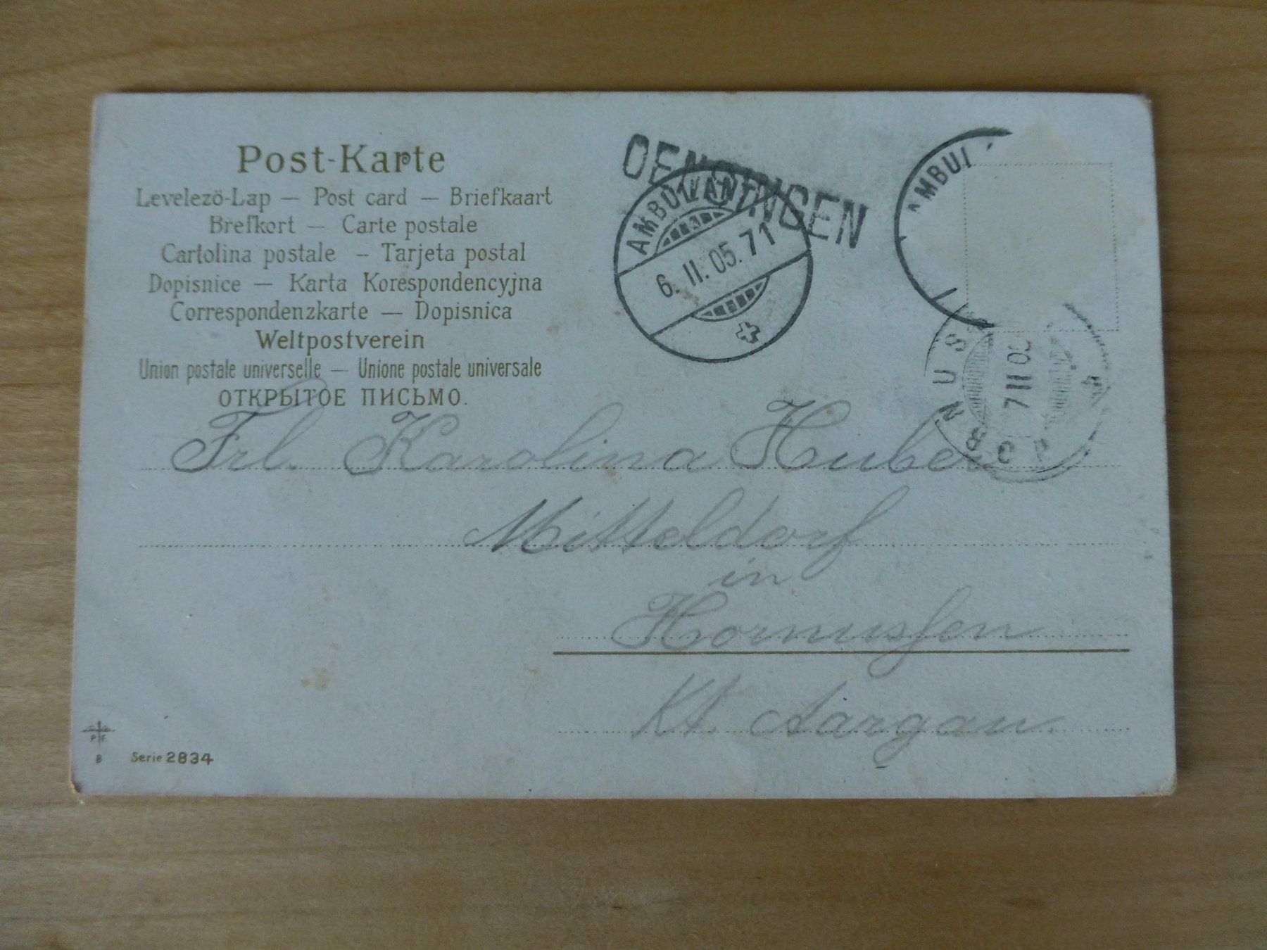 Cartoline postali: Oensingen Balkenstempel 1905, auf Ansichtskarte – Usato da Bettlach venduto da 1saurer