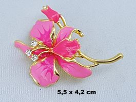 Brosche mit Glitzersteinen - Pink - 5,5x4,2cm