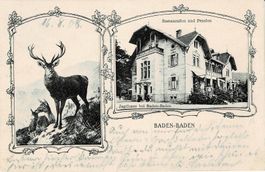 BADEN-BADEN sehr schöne Zweibildkarte gel. ca 1920!