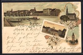 Litho Basel, Gross-Basel und die Fähre,