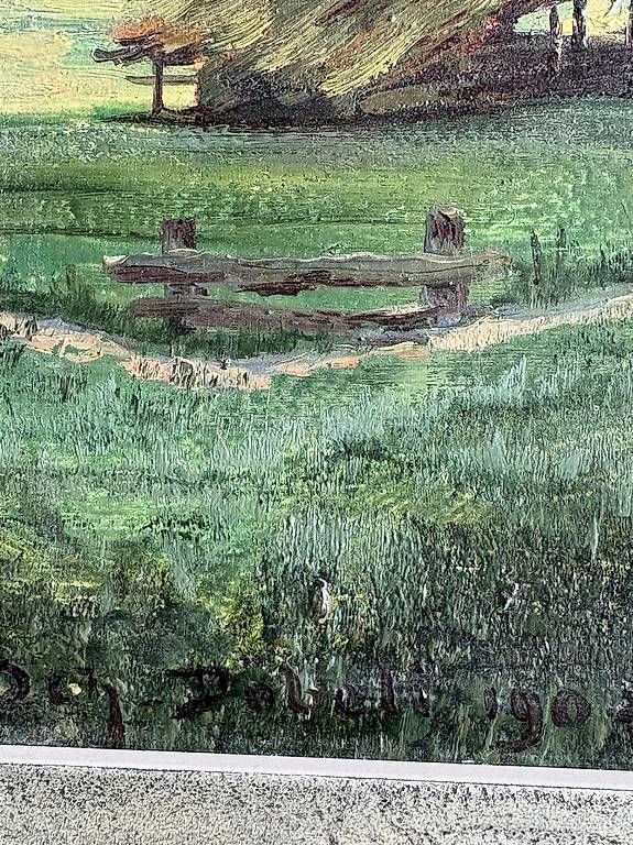Gemälde: Original Oelbild "Bauernhaus mit Teich" – Gebraucht aus Reiden von Halti 2