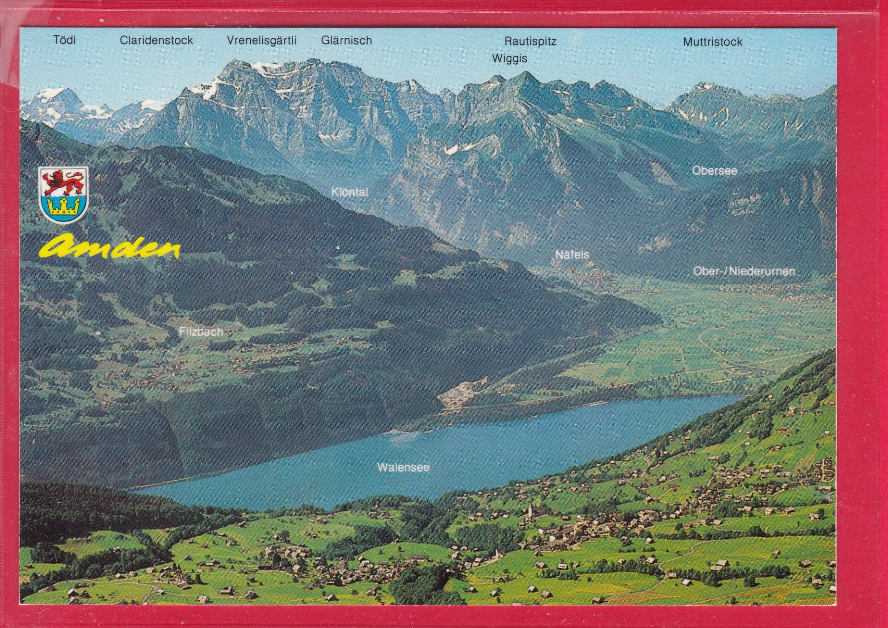 Cartoline postali: FLUGAUFNAHME AMDEN MIT WALENSEE – Usato da Oberrieden venduto da Gebirgsstelze