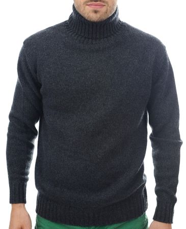 Balldiri 100% Kaschmir Pullover Herren Rollkragen anthrazit