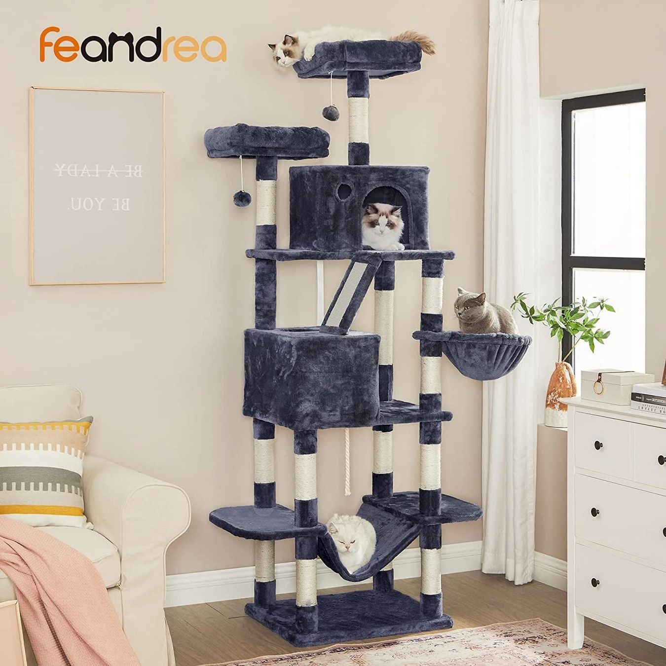 Tiragraffi: FEANDREA XL-Katzenbaum 206 cm rauchgrau – Nuovo e nell'imballaggio originale da Bottighofen venduto da zaap 1