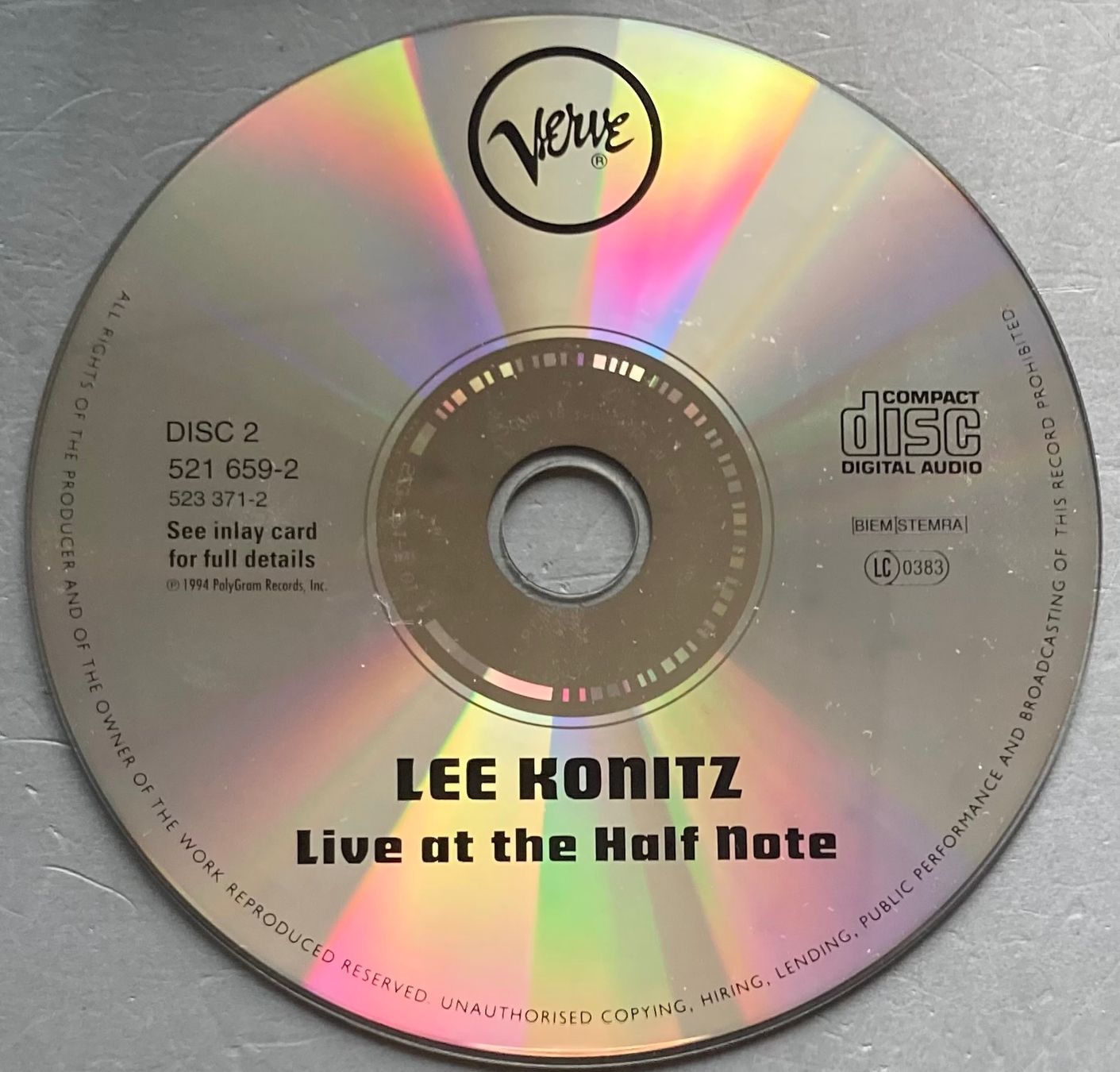 Vinyles: LEE KONITZ - LIVE AT THE HALF NOTE – D'occasion à Poliez-Pittet par Newtown-Records 3