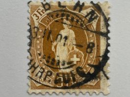 1891 Stehende Helvetia ZNr. 72A, gestempelt ABART: Verzähn.