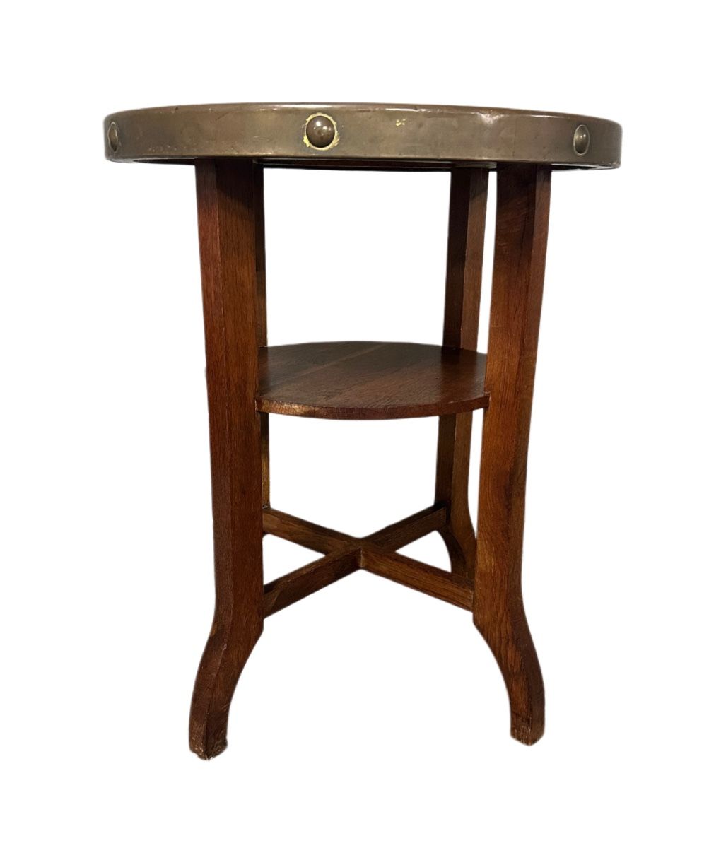 Tavoli: Vintage Side Table - Solid Wood & Metal Top - Unique! – Usato da Villmergen venduto da JacRon 2