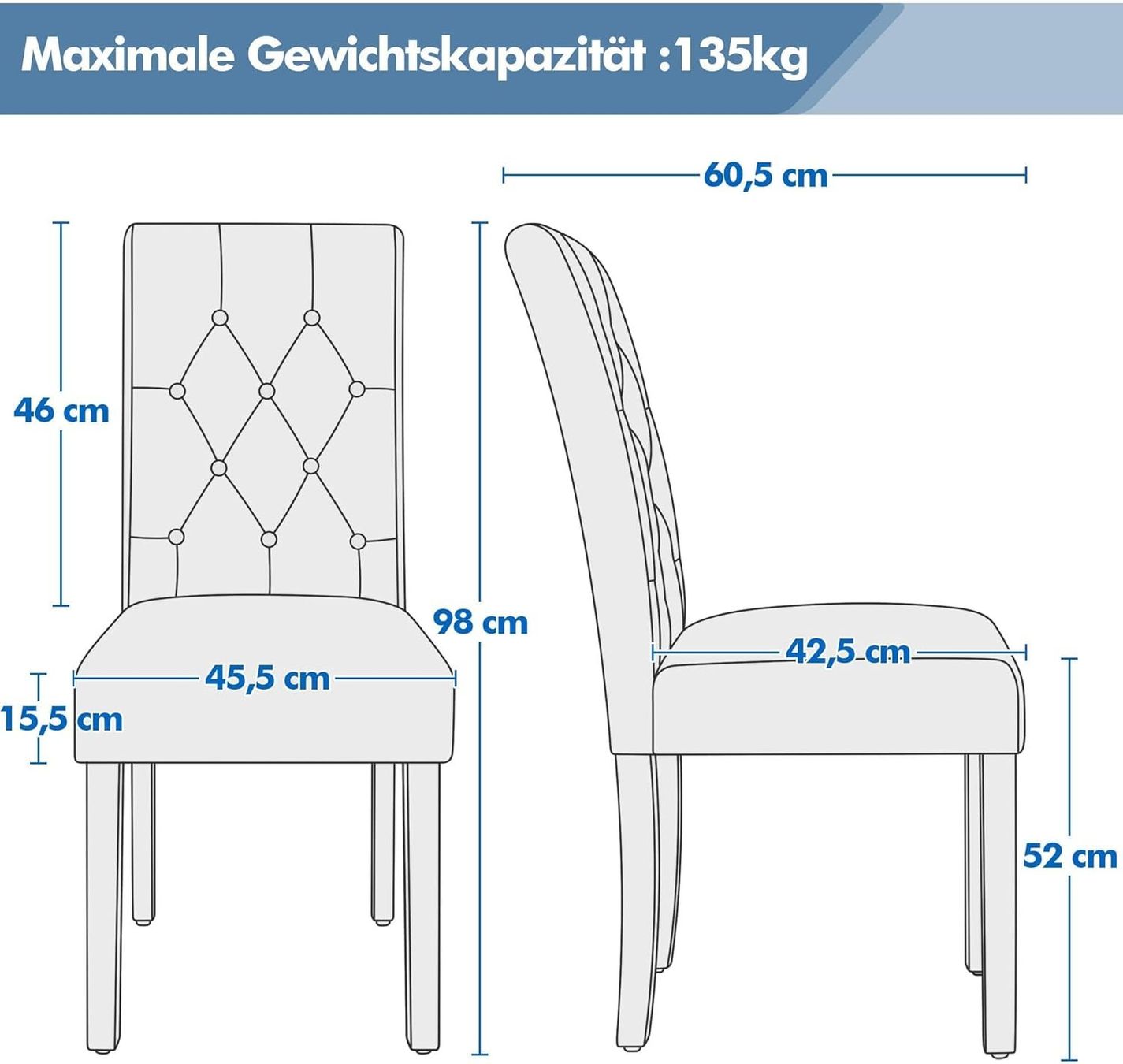 Sedie: Esszimmerstühle 2er Set Küchenstuhl – Nuovo e nell'imballaggio originale da Gränichen venduto da omniadeals 8
