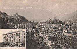 Bellinzona TI Panorama stazione Hotel International Bahnhof