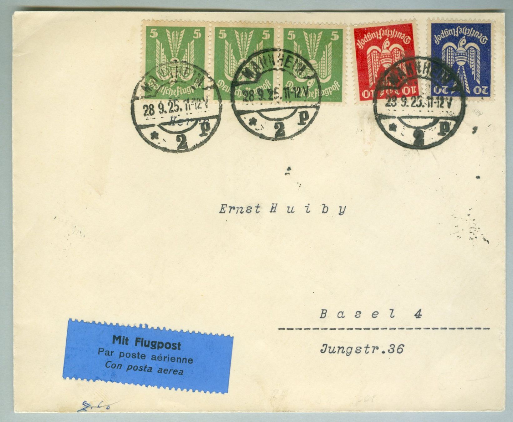 Tutti i francobolli: 1925 Dt Reich Flugpost RF – Usato da Zürich venduto da yago-rot