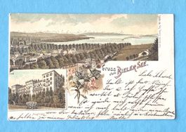 Gruss vom Bielersee - Biel -  Magglingen - Litho -- 1899