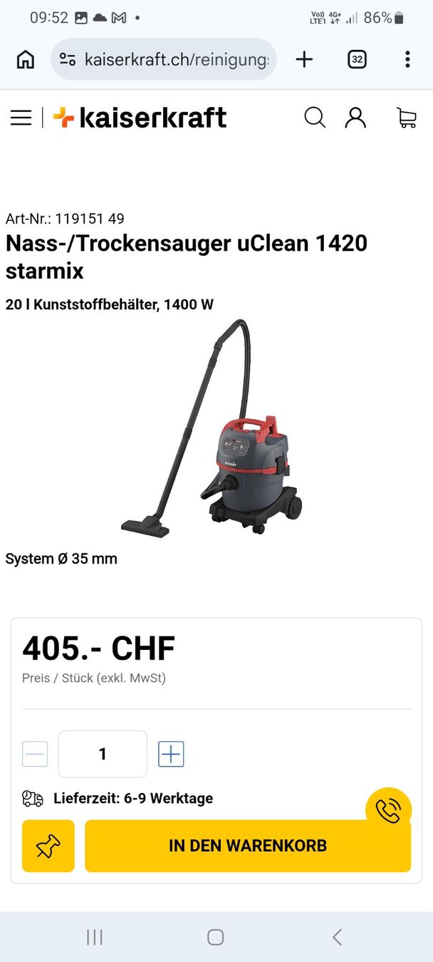 Aspirapolveri & Accessori: Starmix Nass/Trockensauger uClean 1420 – Usato da Niederlenz venduto da DaveDasWahnsinn 6