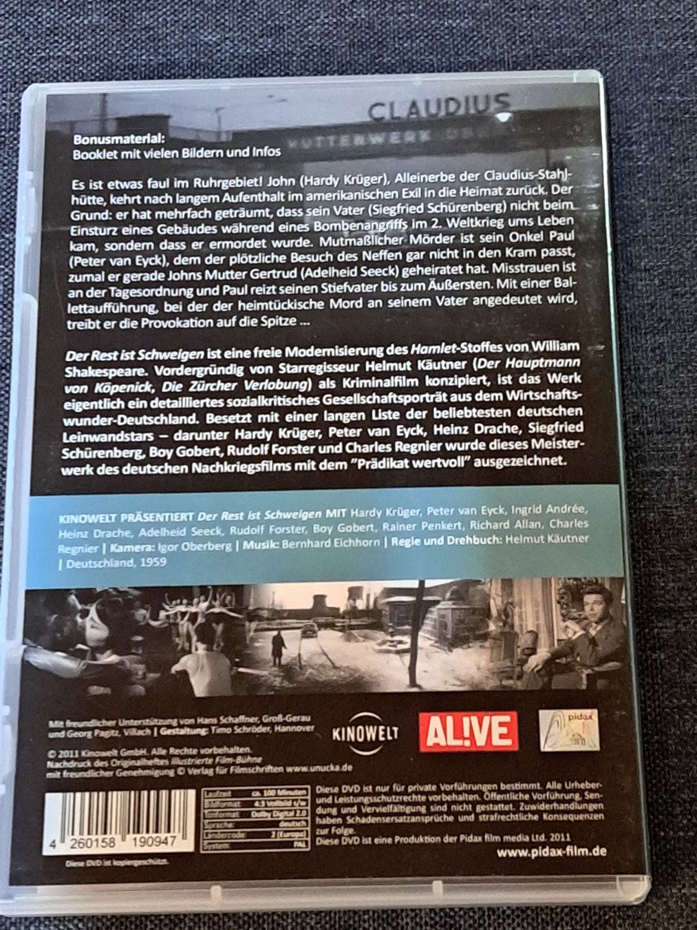 Tutti i DVDs: DVD Der Rest ist Schweigen von Helmut Käutner, 1959 – Usato da Unterseen venduto da Kanica 1