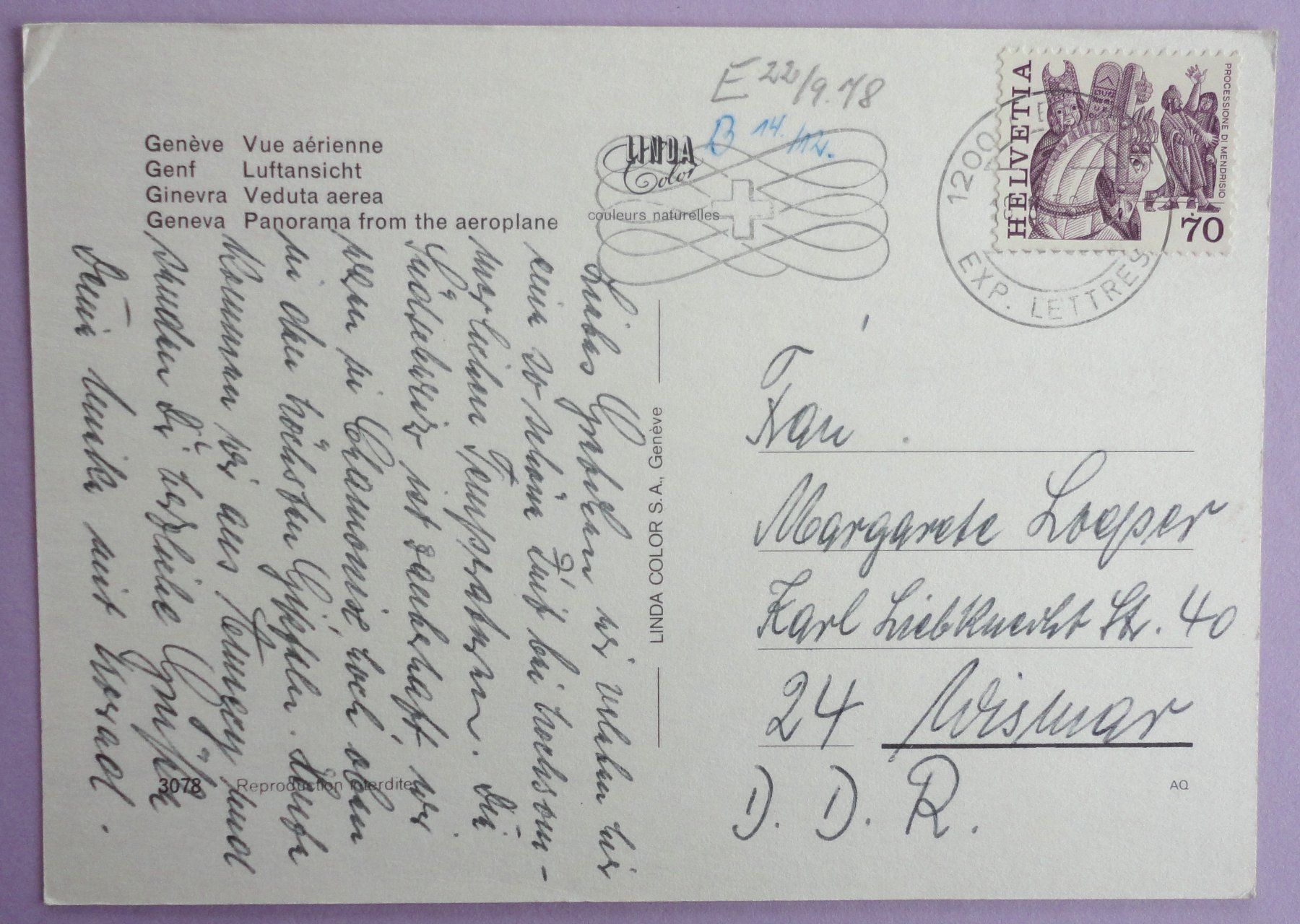 Cartoline postali: Genève - Vue aérienne – Usato da Fétigny venduto da Billy2miny 1