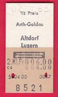 KARTON BILLETT, ARTH-GOLDAU - LUZERN,2.KLASSE,RETOUR,HALBTAX