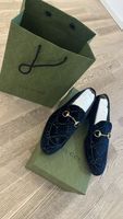 Gucci Jordaan loafer en velours bleu Taille 10