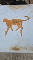 Rost Deko Katze Gartenstecker Metall ca 44cm breit
