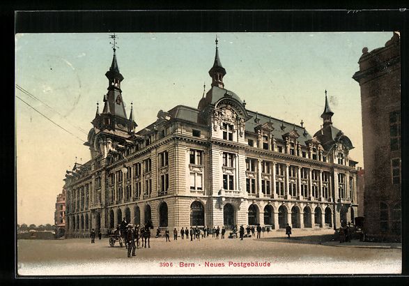 Cartoline postali: AK Bern, Neues Postgebäude, 1907 – Usato da Berlin venduto da bartko-reher