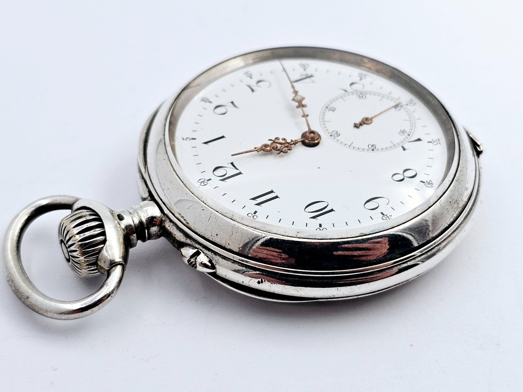 Uhren: Antike Taschenuhr mit Motiv 800 Silber – Gebraucht aus Bassersdorf von AnkerWatch 8