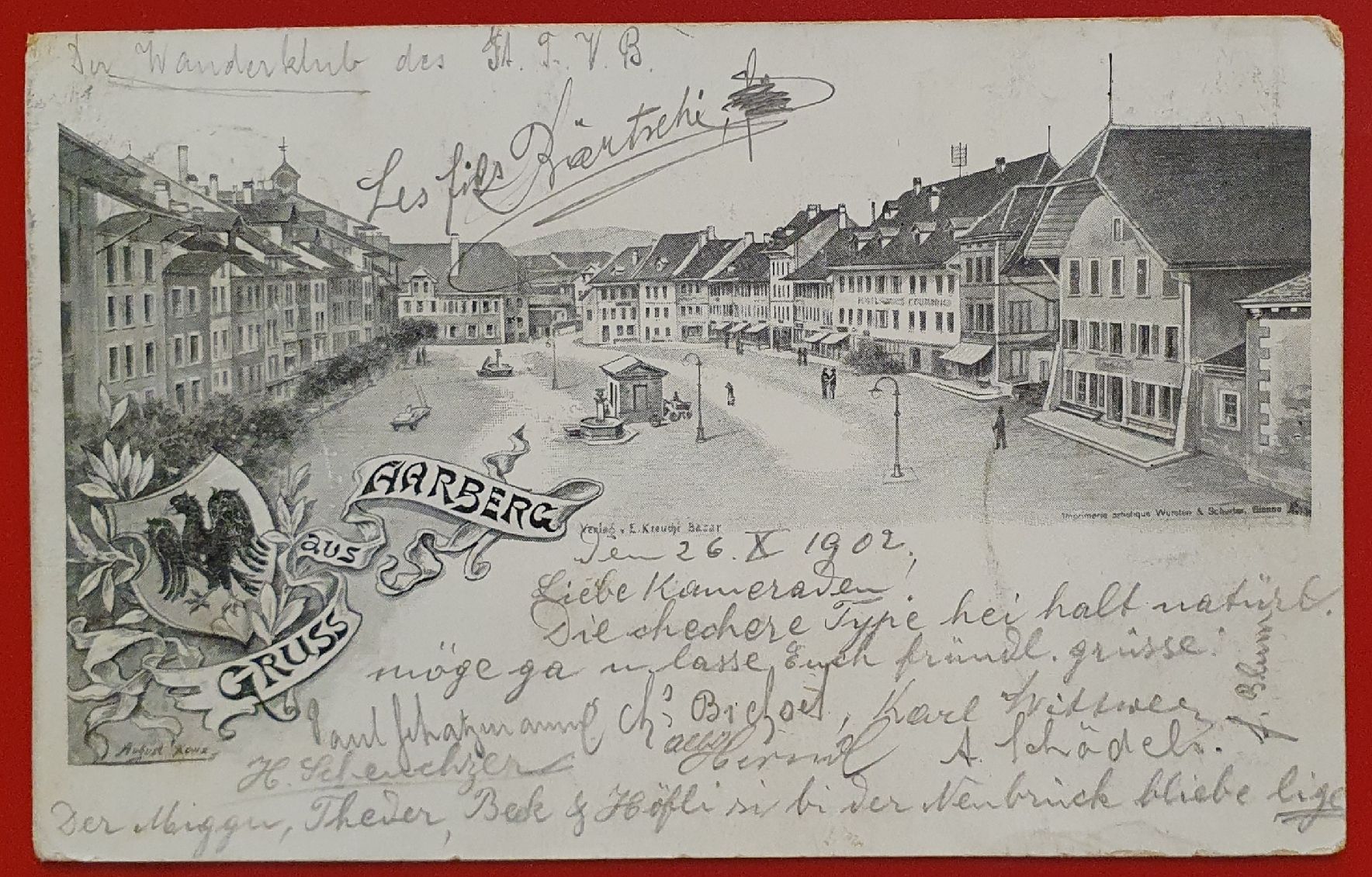 Cartoline postali: Gruss aus Aarberg 1902 – Usato da Kreuzlingen venduto da Rschweiz1