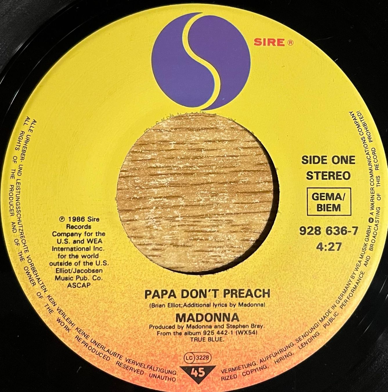 Dischi in vinile: MADONNA - PAPA DON'T PREACH – Usato da Bussigny venduto da vinyl-pas-cher 2