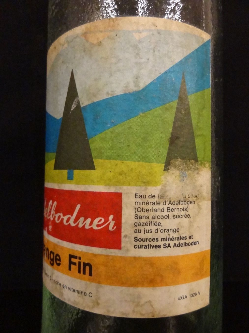 Bicchieri, Caraffe & Bottiglie: alte Flasche ADELBODNER ORANGE FIN 1962 – Usato da Kerzers venduto da Flaschenposten 4