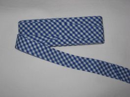 Schrägband BW royal / weiss kariert
