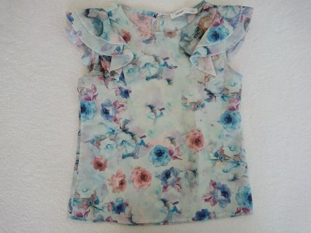 Mädchen Bluse T-Shirt Koton Gr. 98/104 3-4Y Blau geblümt