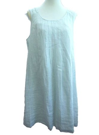 MINT-HELLBLAU Farbton Gr. 42 44 Leinen Kleid L100cm  NEU!
