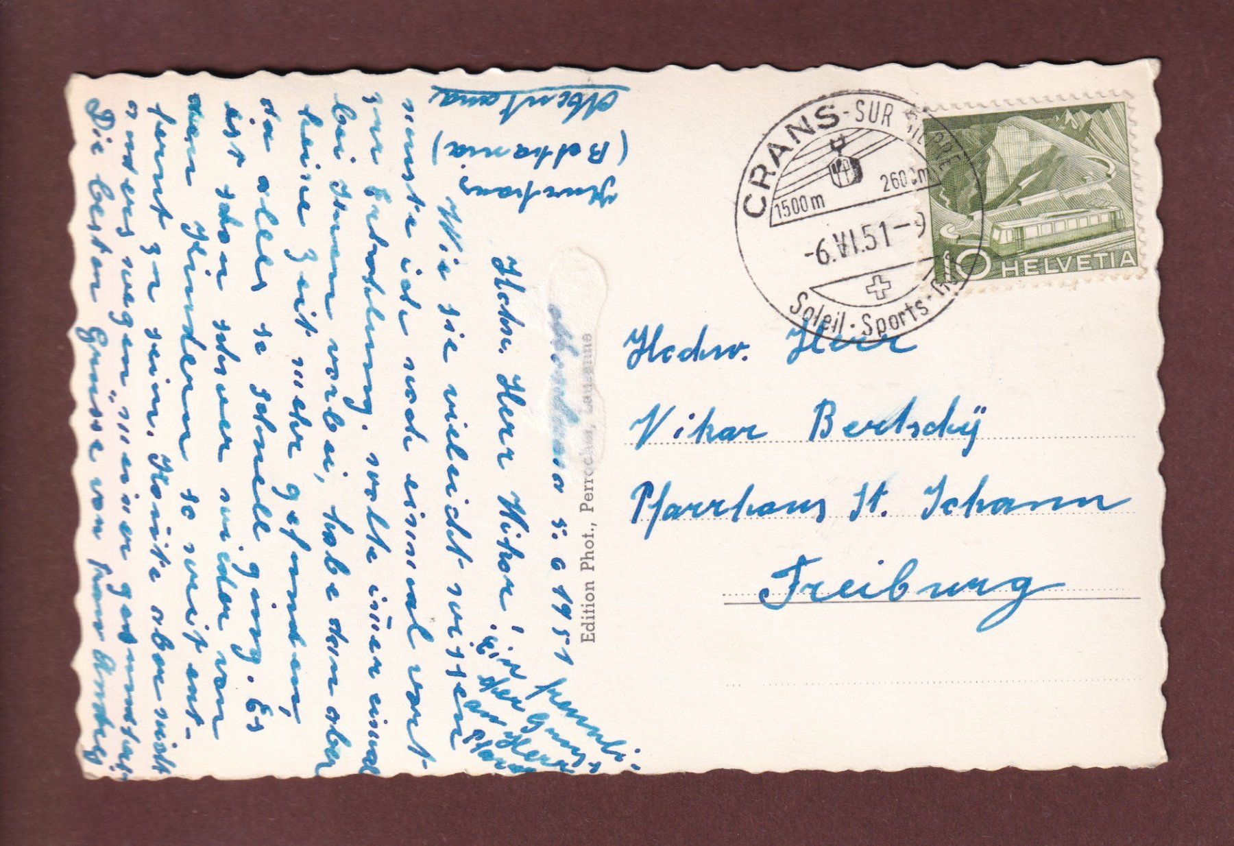 Cartoline postali: MONTANA - 1951 – Usato da Pully venduto da nicecards-shop 1