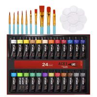 Professional Acrylic Paint Set 24 Colors-Brushes & Palette