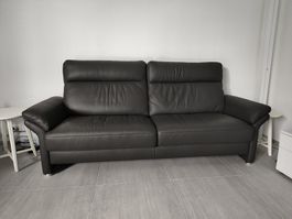 Bequemes Ledersofa inkl. 2 Sessel, dunkelgrau, fast wie neu!