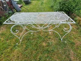 Gartentisch Weiss Metall, verschnörkelt, Landhausstil, 
