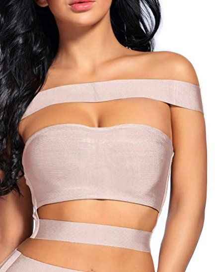Tops: Top bandage split Bluse Oberteil glanz schulterfrei S neu – Neu und originalverpackt aus Oberterzen von fla_2f9q