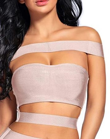 Top bandage split Bluse Oberteil glanz schulterfrei S neu