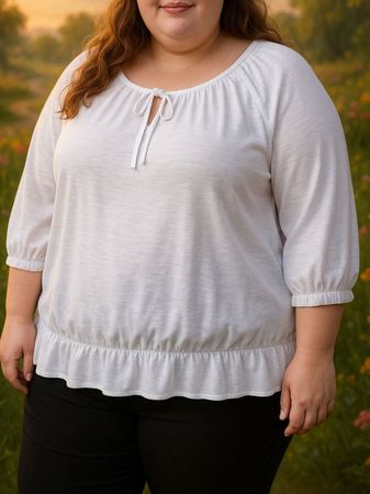 Damen Tunika Bluse Weiß Gr. XXL 48 boho Basic Casual 8