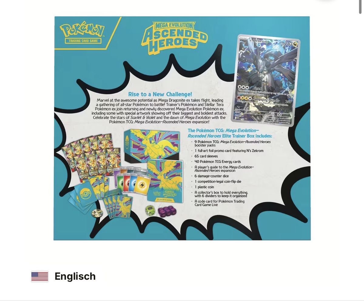 Pokémon Cartes à collectionner: Pokémon Mega Evolution Ascended Heroes ETB EN Sealed – Neuf avec emballage d'origine à bern par Wankdorf_Retro 2