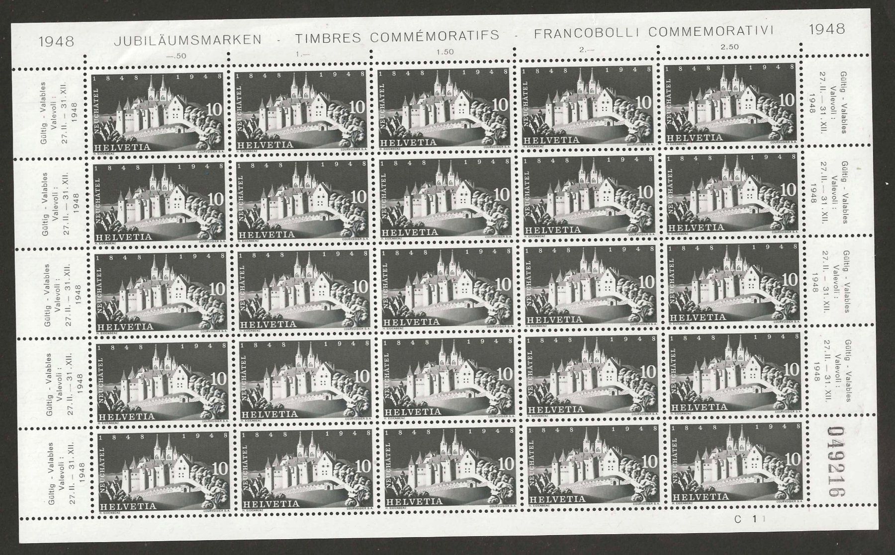 Tutti i francobolli: 1948 : Serie Nr. 281 - 284 im Bogen, postfrisch ** – Nuovo (secondo la descrizione) da Gümligen venduto da Geniusbuy 2