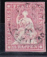 Helvétie assise Oblitéré 15 Rappen