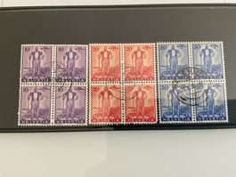 1936 Serie Viererblock gestempelt Zunr. W2-4 Pro Patria